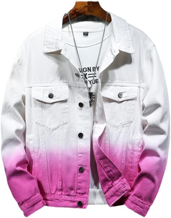 AAPAH Gradient Color Spring/Autumn Men's Denim With Holes Washed Bomber Jacket Jackets For Men Clothing Coats