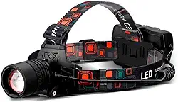 Lanterna de Cabeça Profissional HeadLight Farol Branco Para Bicicleta LED com Zoom Ajustável e Suporte para Cabeça Tática Recarregável Cree Multifuncionais Carregador USB A Prova de Respingos D'água