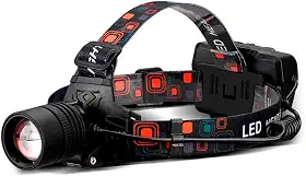 Lanterna de Cabeça Profissional HeadLight Farol Branco Para Bicicleta LED com Zoom Ajustável e Suporte para Cabeça Tática Recarregável Cree Multifuncionais Carregador USB A Prova de Respingos D'água