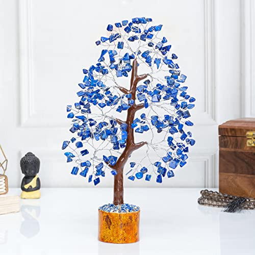 Image of Crocon Lapis Lazuli Crystal Tree of Life Birthday Gift for Men, Dad 10-12 inch | Friends Healing Crystals Spiritual Blue Shelf Crystal Decor Feng Shui Table Decor Gifts for Men Housewarming Home Decor Gift