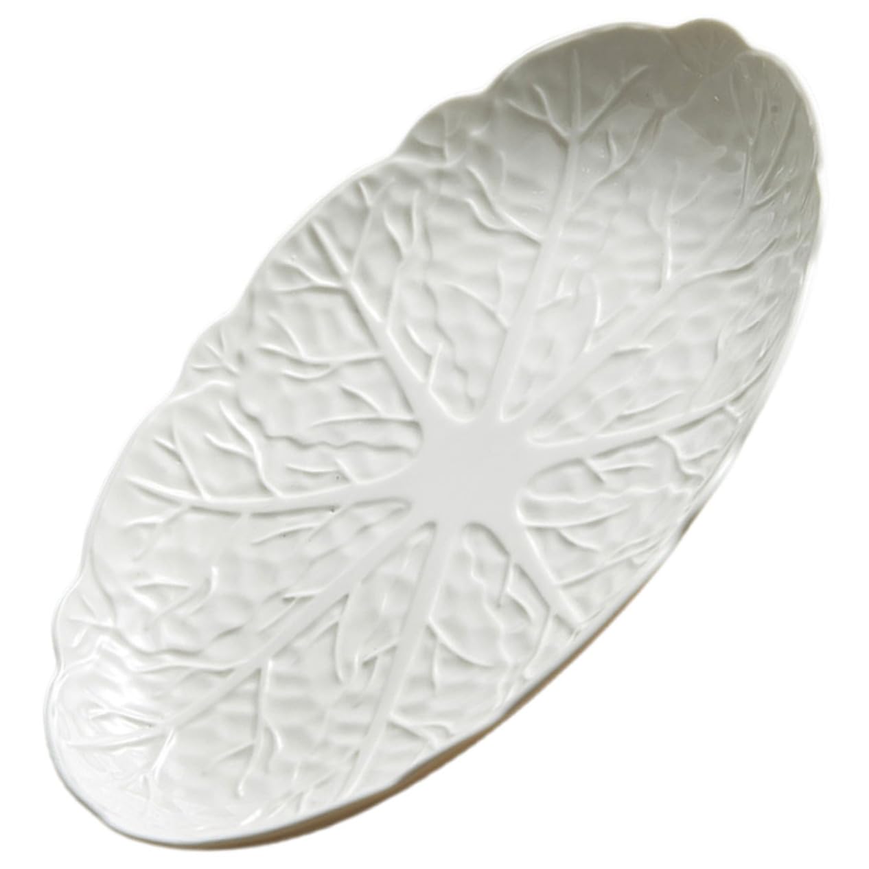 Plat poisson céramique blanc 30 cm ovale sculpté UKCOCO