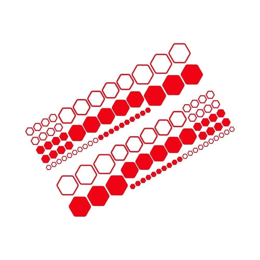 Dabhuoc Glossy Red Car Honeycomb Combination Stickers Polygonal Waterproof Vinyl Decals Decoration Diy Side Body(Glossy Red)