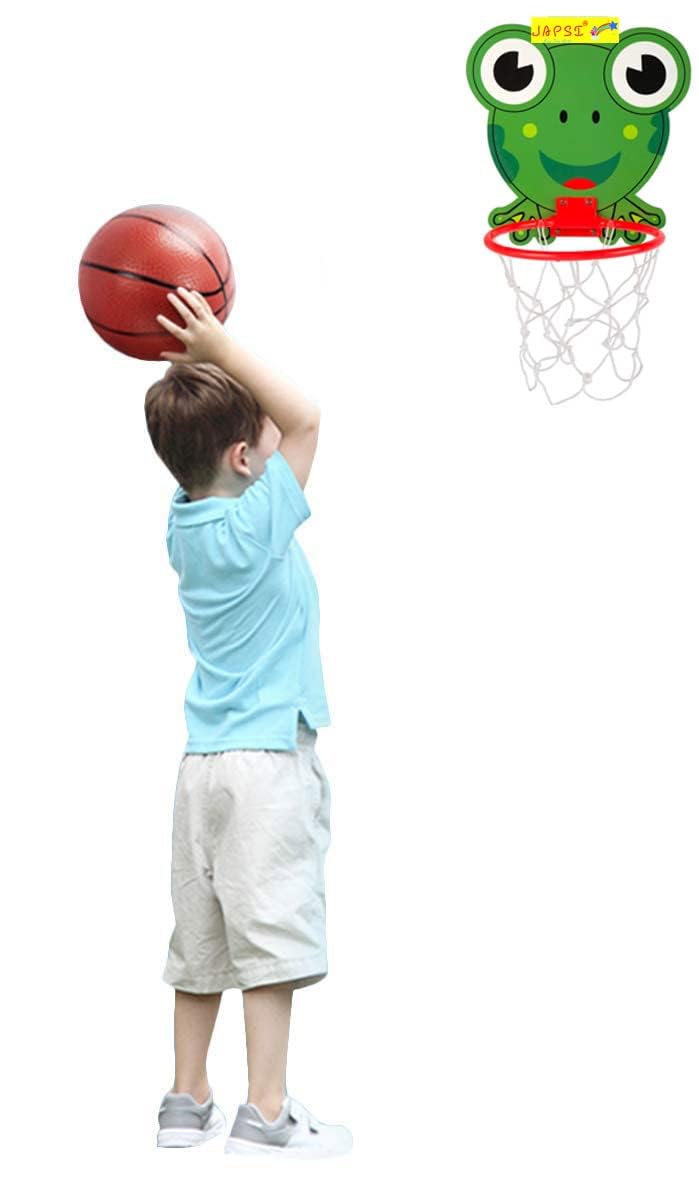 JAPSI Ball with Net for Kids (Turtle Print) | Basket Ball Kit for Kids | Wall Hanging Basket Ball Net with Ball | Basket Ball Toys for Kids 3 Years | Basket Ball Hoop for Kids Indoor | 3