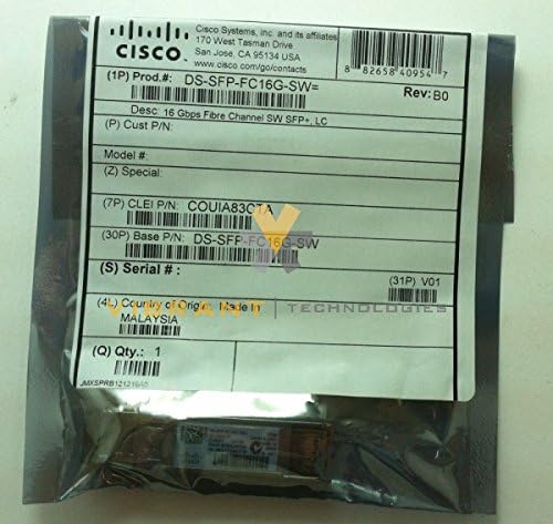 Cisco DS-SFP-FC16G-SW= SFP+ transceiver module - fiber optic - LC multi-mode - up to 1310 ft - 850 nm - for P/N: DS-X9448-768K9=