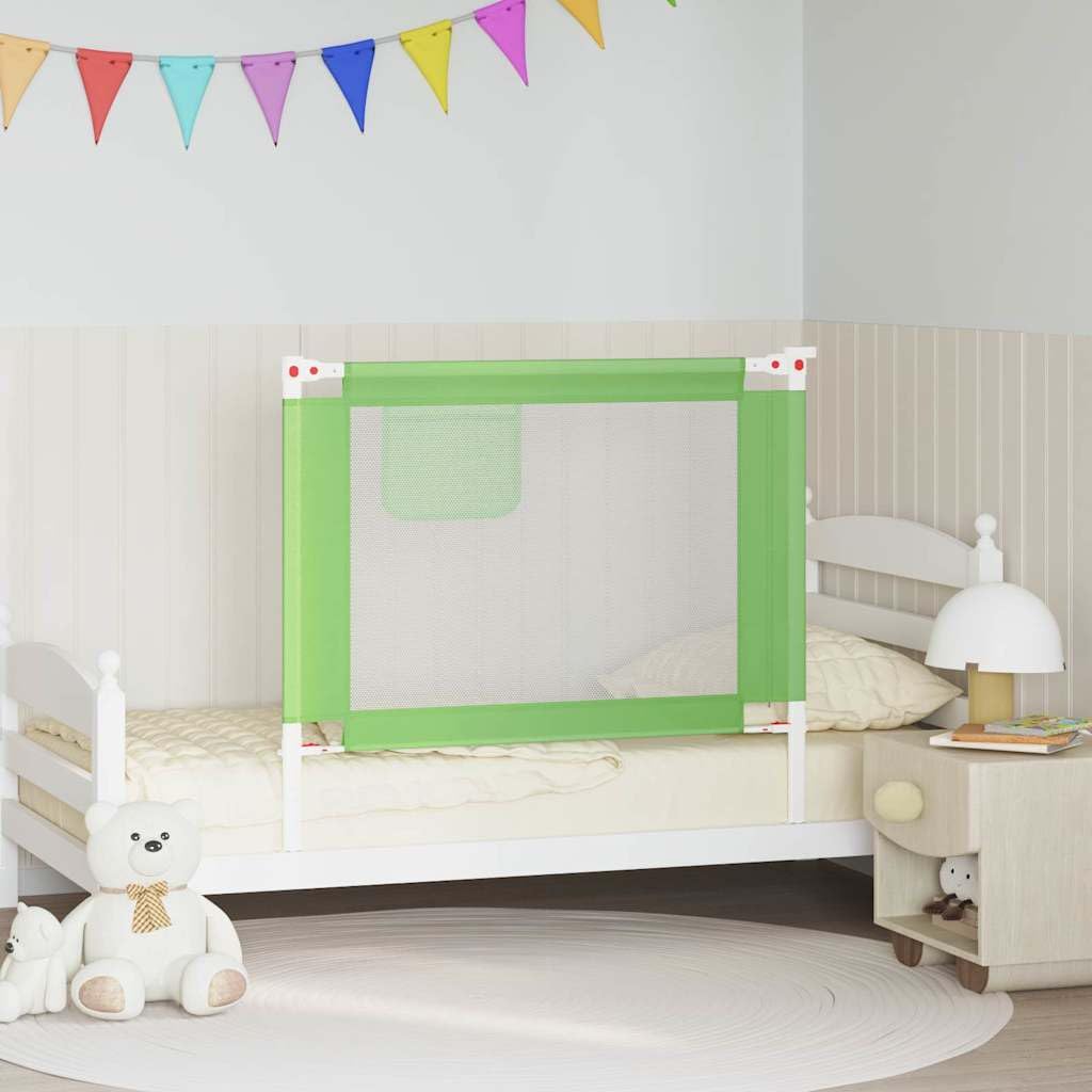Kleinkind Bettschutzgitter Grün 100x25 cm Stoff Rausfallschutz mit Höhenverstellung und Klappbar für Kinderbett Babybett Elternbett Familienbett Sicherheit Schlafen