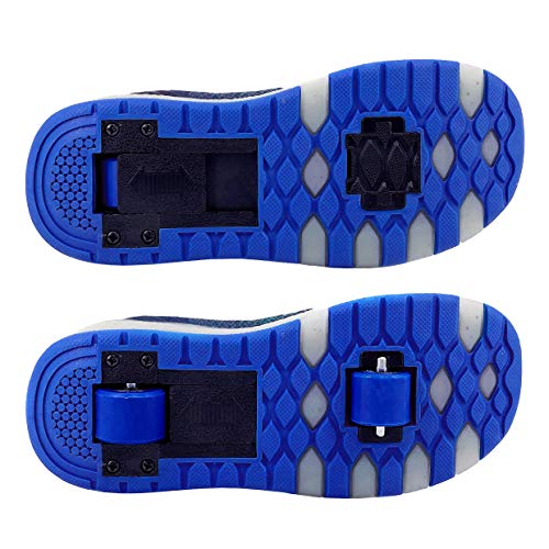 Tênis Infantil Masculino de Led Com 2 Rodinhas - MP1721 - AS145 Cor:Azul Marinho Escamado;Tamanho:34