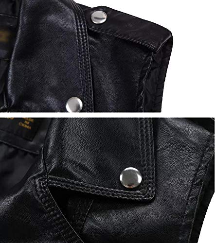 Kedera Womens Motorcycle Biker Faux Leather Sleeveless Vest Jacket Slant Zip with Pockets3
