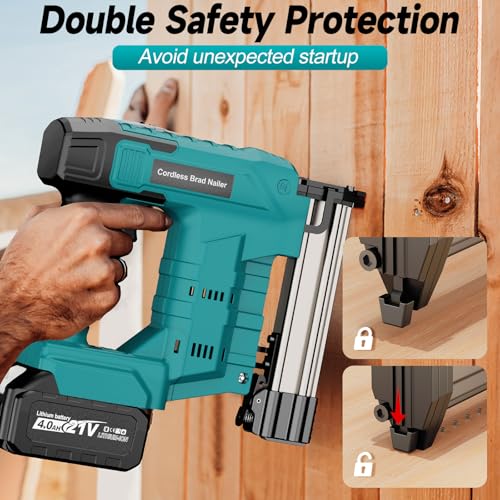 Image of Cordless Brad Nailer, Nail Gun Battery Powered, 18 Gauge 2 in 1 Electric Staple Guns for Upholstery & Carpentry, Include 1600Pcs Nails & Staples, Charger (Brad Nailer)