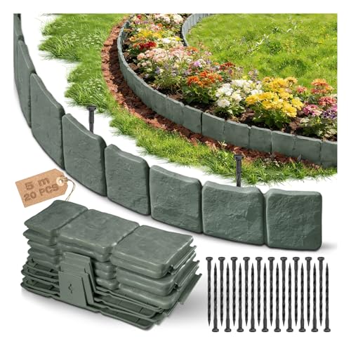 Bordure Jardin Exterieur, Bordures de Jardin Flexible Plastique, Petite Cloture Jardin Exterieur, Palissade Jardins Exterieurs, Épaissi Bordure de Pelouse, Pierre...