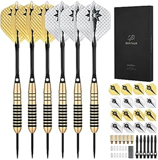 CENTAUR 6 Pack Steel Tip Darts, Professional 22/24 Grams Metal Dart Set with Aluminum Shaft 2 Style 6 Darts Flights and Dart Case, Gift Case