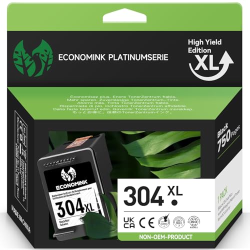 Cartuchos de Tinta 304XL, 304 XL Negro Remanufacturados para Cartuchos HP 304, para Impresoras DeskJet 3720 2600 Envy 5030 5032 DeskJet 3750 3760 2630 3735 2622 3762 3730 (1 Negro)