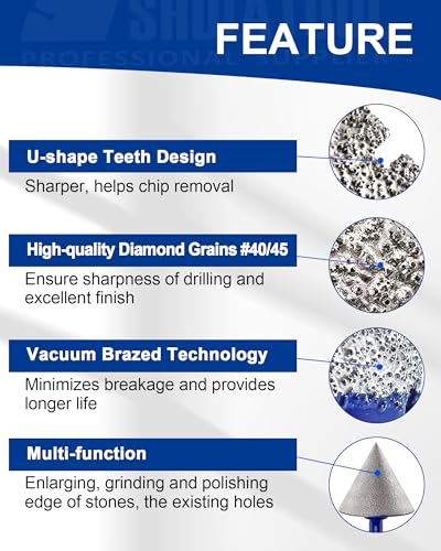 Image of SHDIATOOL Diamond Drill Core Bits Set for Porcelain,Triangle Shank Hole Saw Cutter for Tile Marble Ceramic Granite 11pieces(6 /8 /10 /20 /25 /28 /32 /35 /45 /65MM /2 inch)