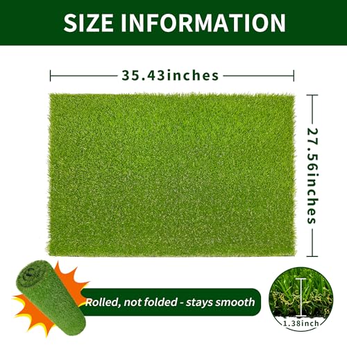 Image of Artificial Grass for Dog Training 27.5 inch x 35.4 inch Professional Pet Pee Pad with Drainage Holes Indoor Mat Reusable Fake Turf Dog Potty Patio Outdoor Rug