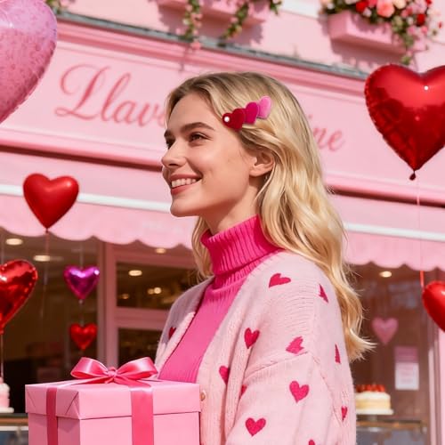 2 Piezas Pinzas para el Cabello de Corazón de Terciopelo para Niñas Accesorios Rojos para el Día de San Valentín miniatura 3