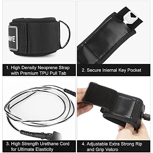 WOOWAVE SUP Leash, Premium Straight Surfing Leash