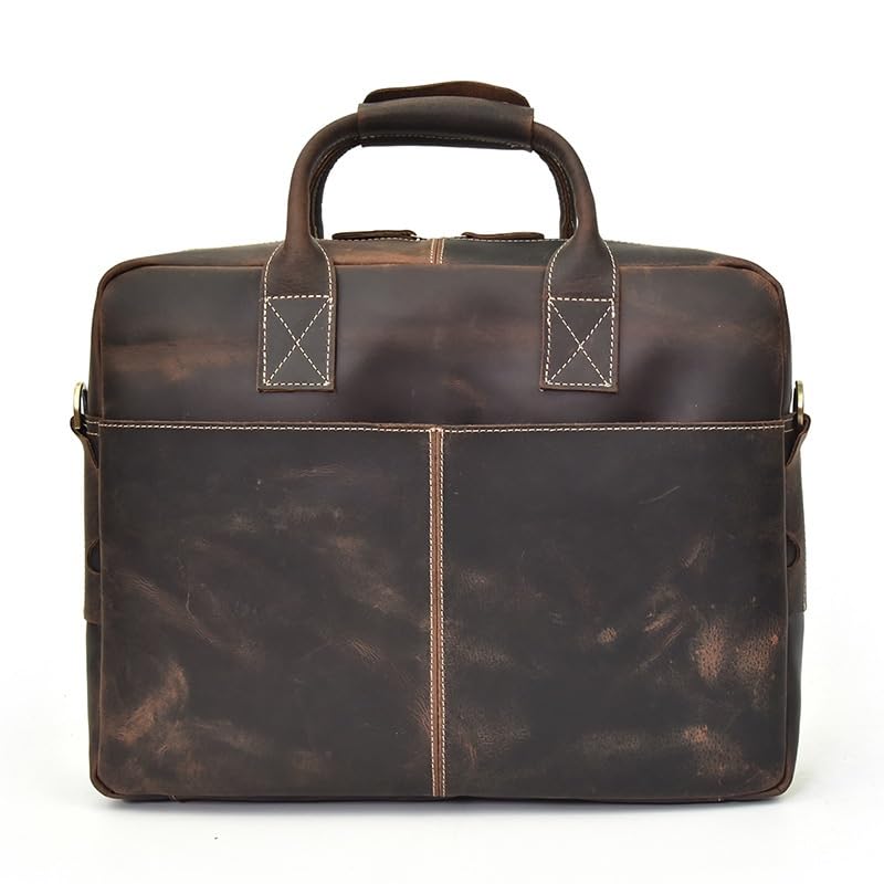 Vintage Men's Briefcase Computer Bag Leather Shoulder Bun Top Layer Cowhide Work Handbag3