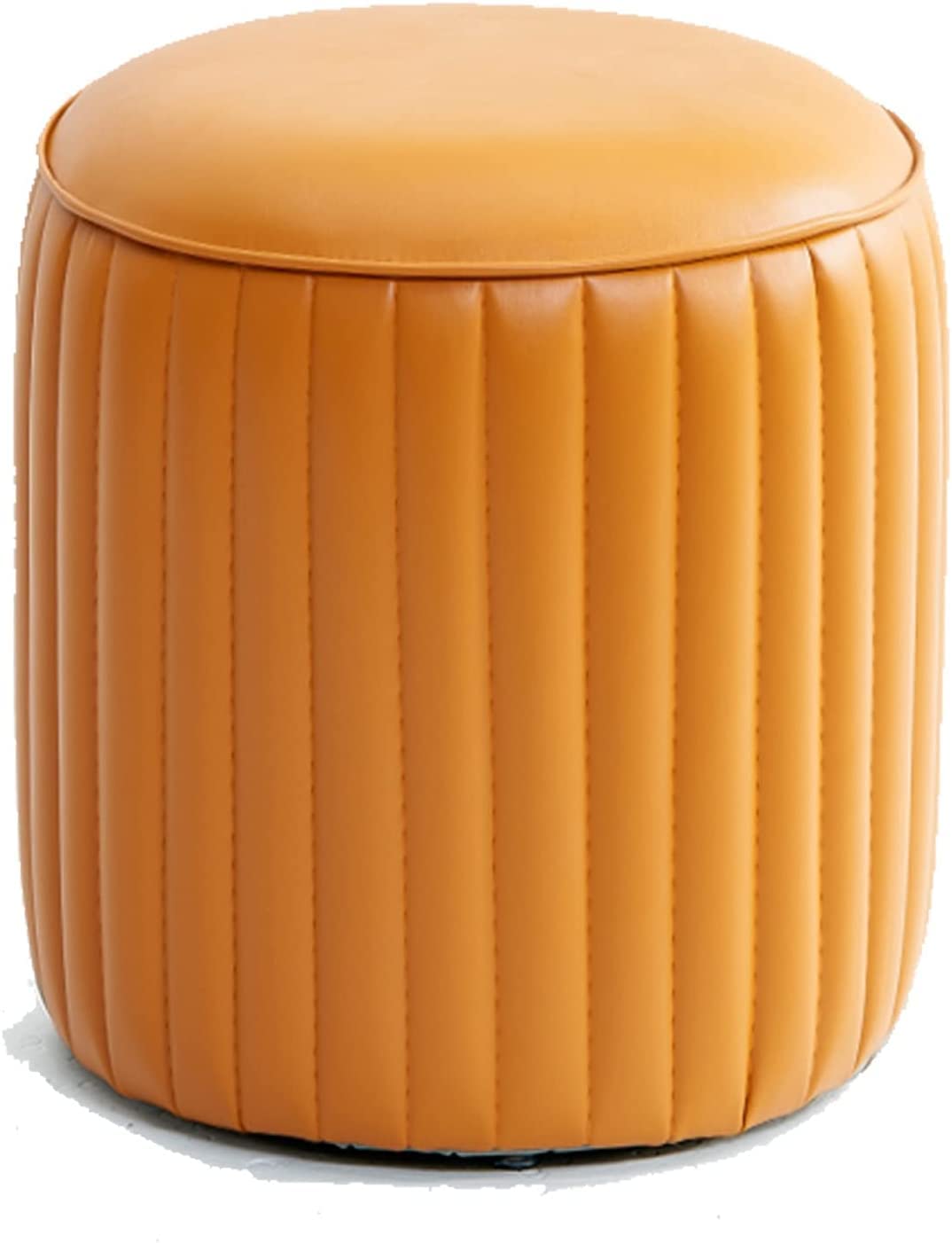 Tabouret à Chaussures Rond en Cuir PU avec Base Antidérapante et Silencieuse