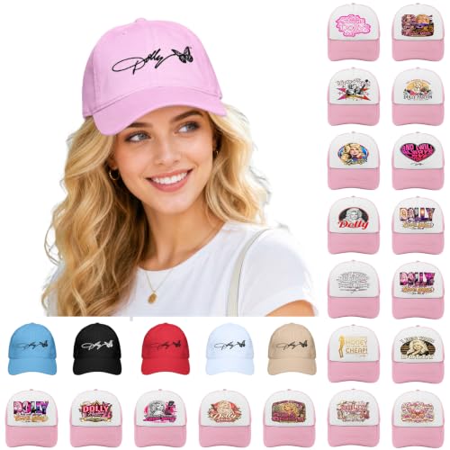 Dolly Hat Pink Memorial 1946-2026 Guitar Butterfly Cap Country Music Hat - image 1