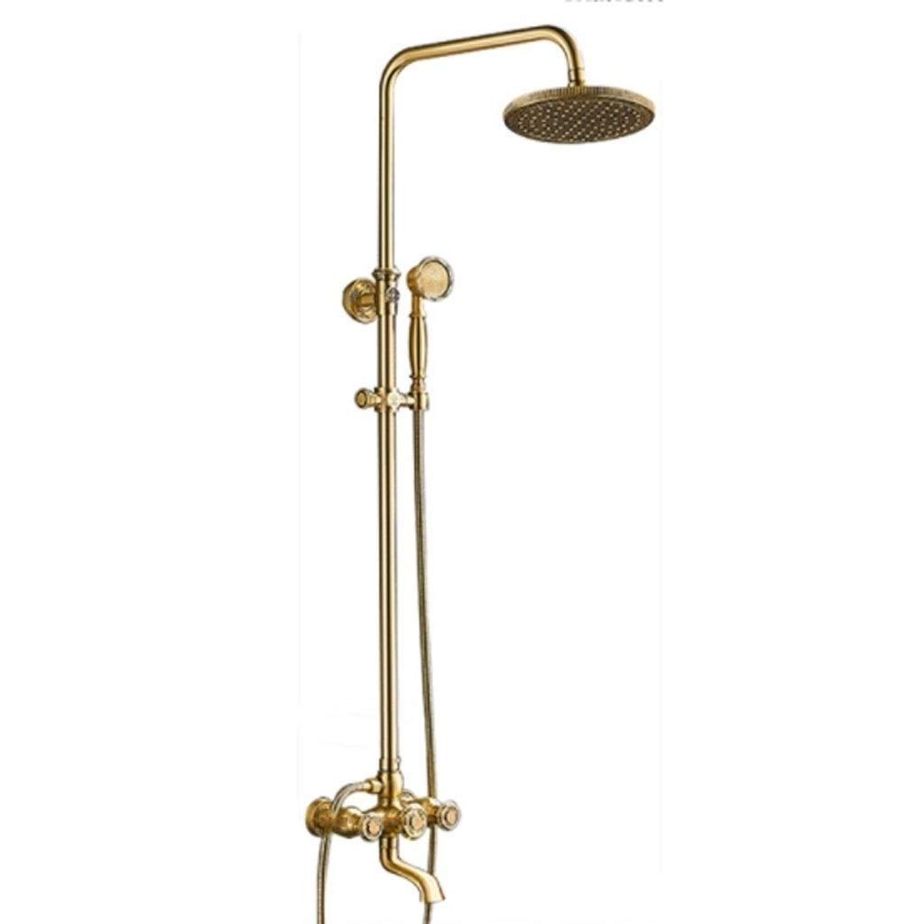 CWCQGH Shower Pillar Shower Faucets - Antique Shower System - Shower Set - Hand Shower Included/Rain Shower Set Douch - Brass