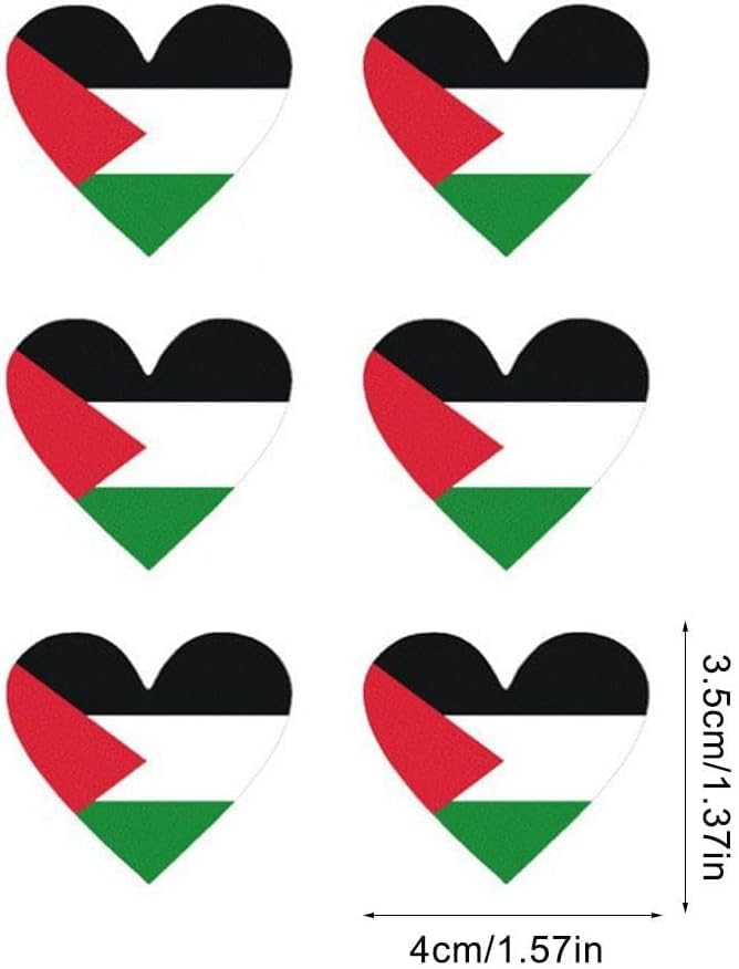 Image of 18Pcs Palestine Flag Sticker,Palestine Flag Decal,i Stand with Palestine,Free Palestine Sticker,Heart Shape,i Love,for Car Window Waterproof Bumper Bumper Stickers