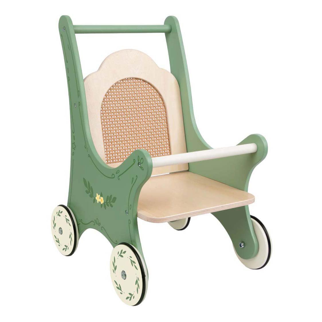 Classic World Holz Puppenwagen Vintage Stil FSC Blumen grün