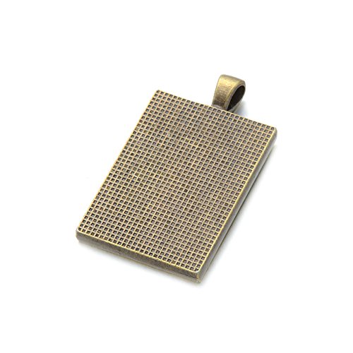 AKOAK 25mm x 35mm Antique Bronze Rectangle Pendant Blanks for Photo Charms