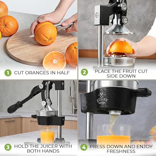 Zulay Kitchen Cast Iron Juicer - Heavy Duty Manual Juicer with Detachable Strainers for Easy Cleaning, Orange Juice Press for Citrus Fruits, Perfect for Bartenders, Juice Lovers & Health Enthusiasts - Image 5