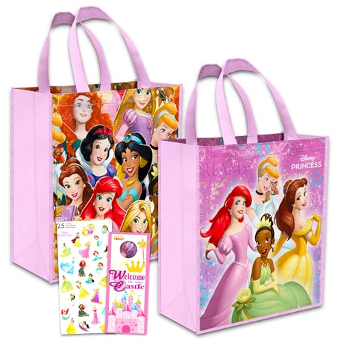 Disney Princess Reusable Tote Grocery Bag Pack ~ 2 Pack of Princess Reusable Tote Bag for Groceries and Gifts Princess Totes