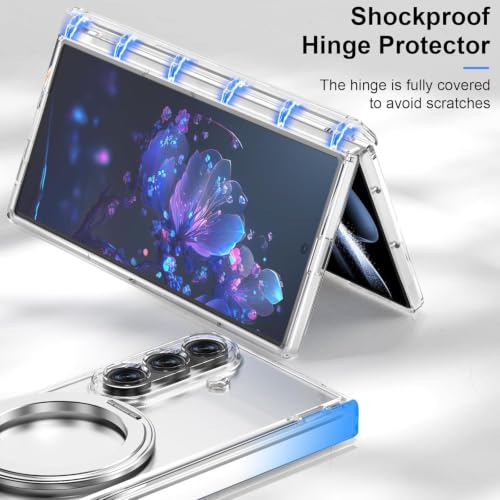 Image of EGOTUDE for Samsung Z Fold 7 Case | Clear Hard Back Cover with 360 Magnetic Rotate Stand