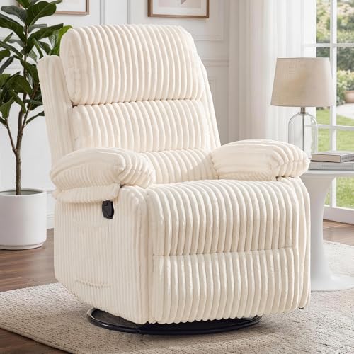 Korser Rocking Recliner Chair, Nursery Rocker Chair for Adults, Small Recliners for Small Spaces, Swivel Rocker Recliner with Cushion, Upholstered Rocking Chairs for Living Room, RV, Corduroy