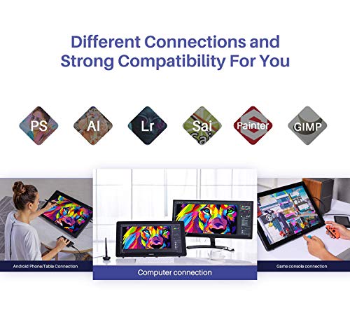 HUION 2020 KAMVAS 22 Plus Tableta Gráfica con Pantalla, 140% sRGB, Cristal Antideslumbrante, Pantalla LCD QD Totalmente Laminada, Pluma PW517 con Inclinación, Admite Windows Mac Android