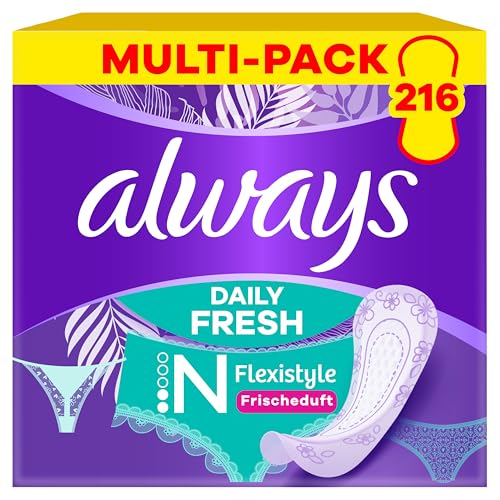 Always Daily Fresh Normal Flexistyle 216 Slipeinlagen (Sparpackung 3x72 Stück), Mit Frischduft, Flexibel