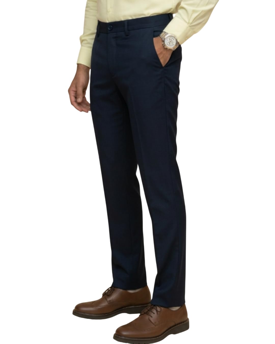saintx Men's Premium Flat Front Stretchable Formal Trouser | Slim Fit | 360° Power Stretch | Office | Party | Anti-Wrinkle & Dust Resistant Triple Blend Fabric | Shirt-Grip | Expandable Waist-picture-21