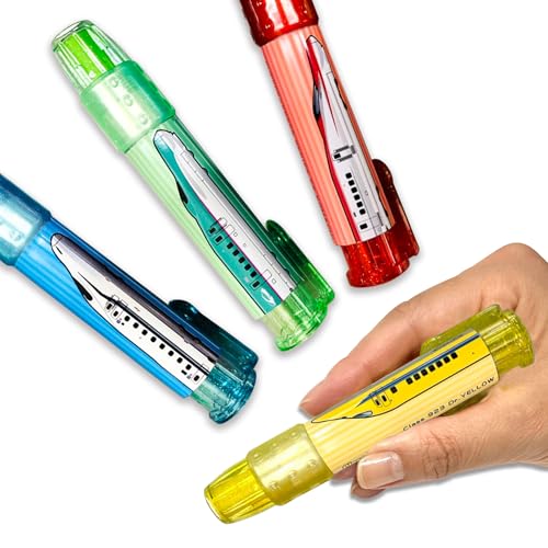 しんかんせん消しゴム4個セット ノック式 消しゴム 新幹線 電車 Dr.イエロー N700S E5系 E6系 キッズ (4個セット)