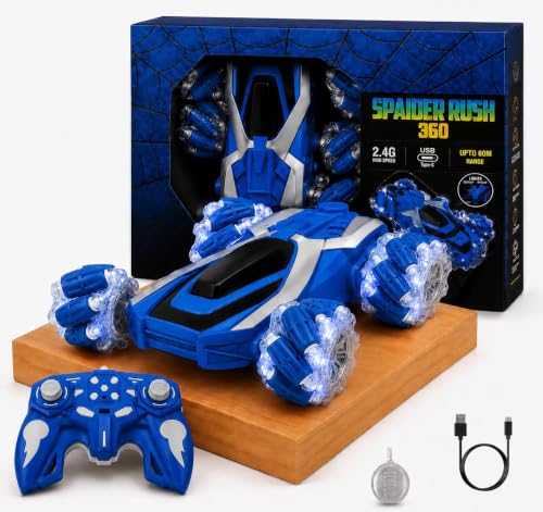 Image of Umadiya Remote Control Drift Stunt Car Toy 2.4GHz Flip Car with Mist Spray Smoke 360 Rotating for Kids Adults | High-Speed Tumbling Off Road | Rechargeable RC Car USB Type C Upto 60m Range