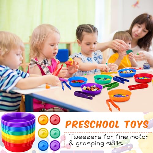 Image of 24 Pcs Sorting Bowls for Preschool 6 Colors Counting and Sorting Bowls for Toddlers Early Math and Fine Motor Skills STEM Sets Gift for Toddlers Kids