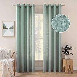 Cortinas Dormitorio Juvenil MIULEE 2 Piezas Cortinas Salon Translucidas Poliéster Lino con Ojales Visillos de Dormitorio Moderno Ventana Salon Habitacion Cuarto Dormitorio Comedor Cocina 140 x 160 cm Agua Azul