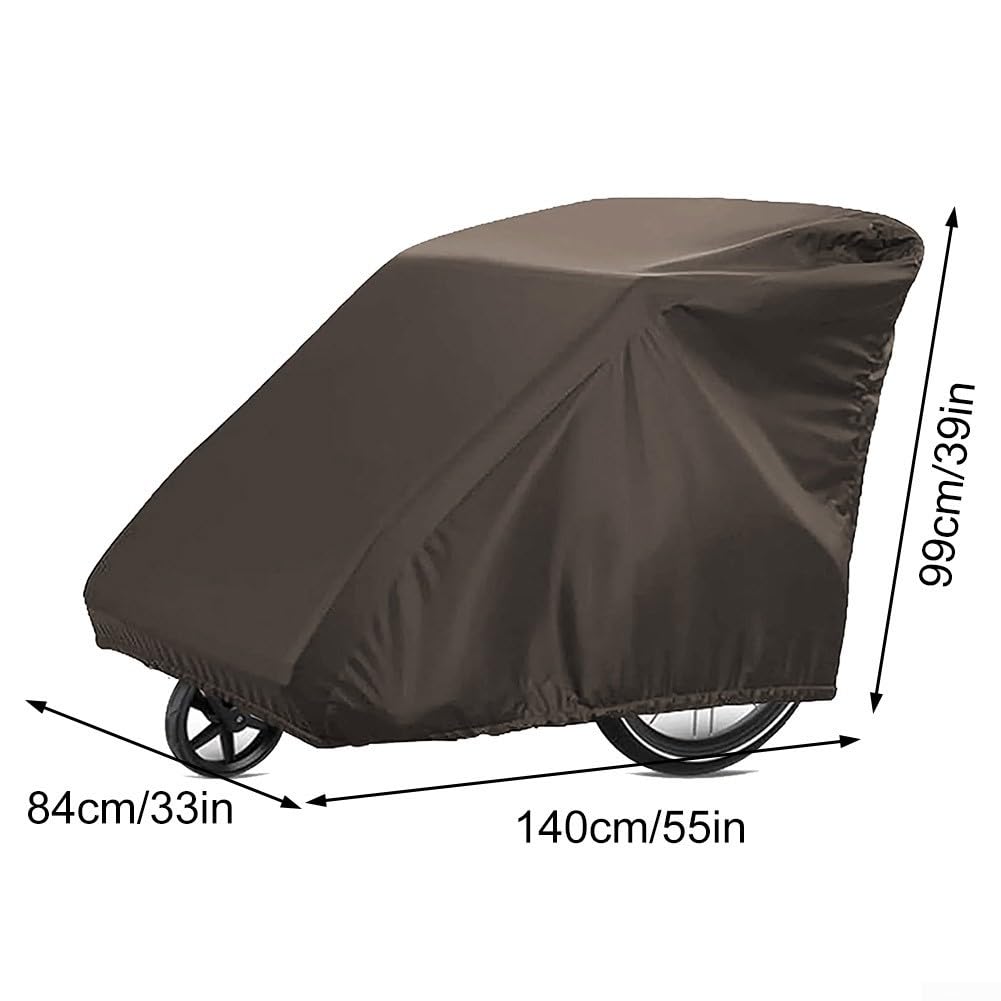 Yhenlovtt Copertura per rimorchio bici per bambini, impermeabile, resistente ai raggi UV, in tessuto Oxford 210D, per Qeridoo, Burley, Thule, Chariot, Croozer, Leggero, Nordic Cab, Yepp, per (BROWN)