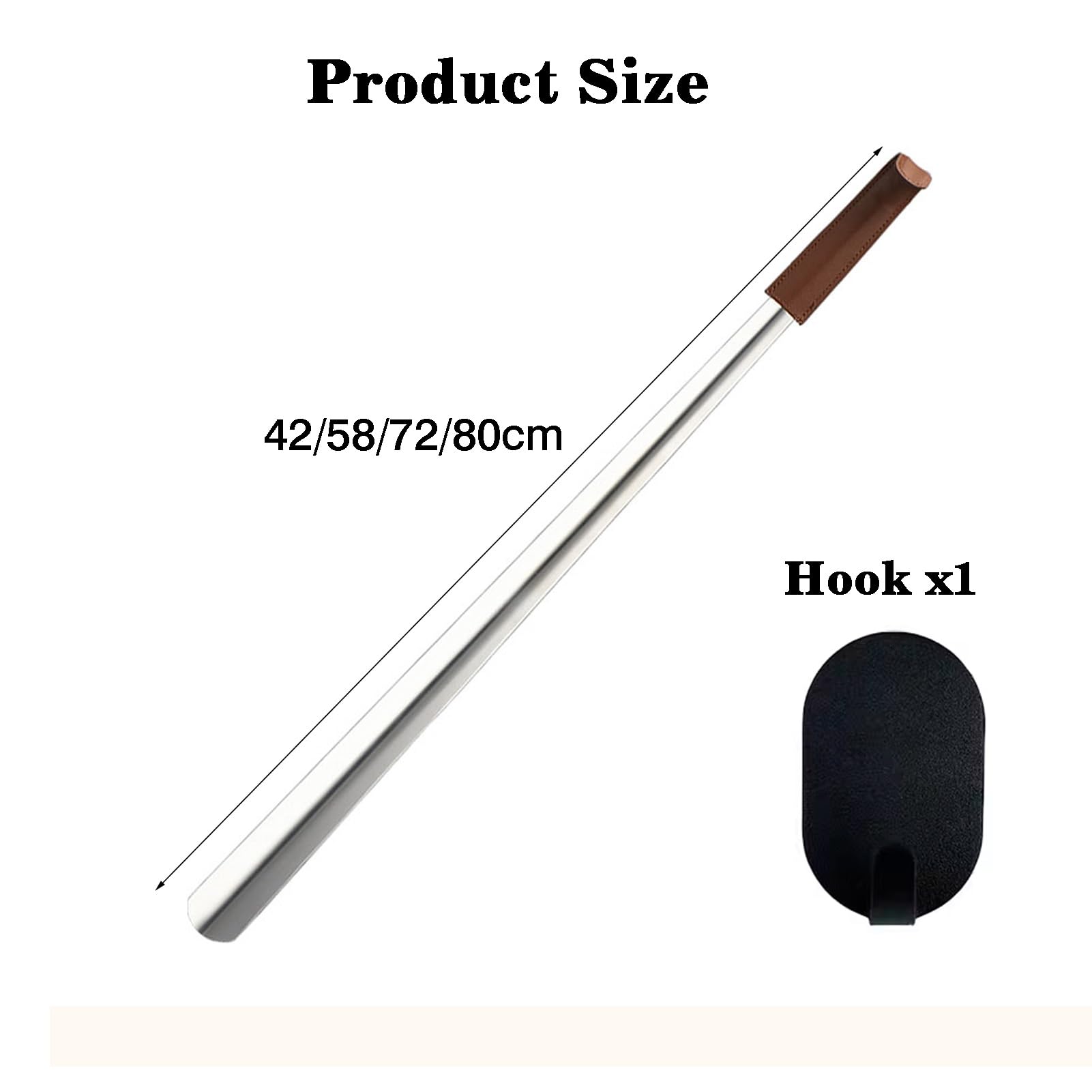Genérico Calzador De Metal De Viaje Con Mango Largo,Calzador Portátil De Acero Inoxidable De Calidad,para Uso Doméstico De Viaje(Color1,72cm)