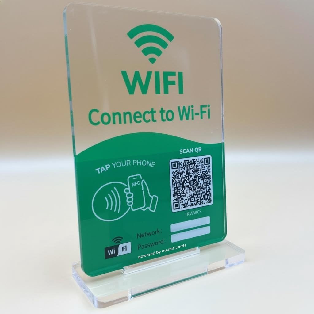WiFi QR Code Sign for Guests – NFC WiFi Password Display Stand