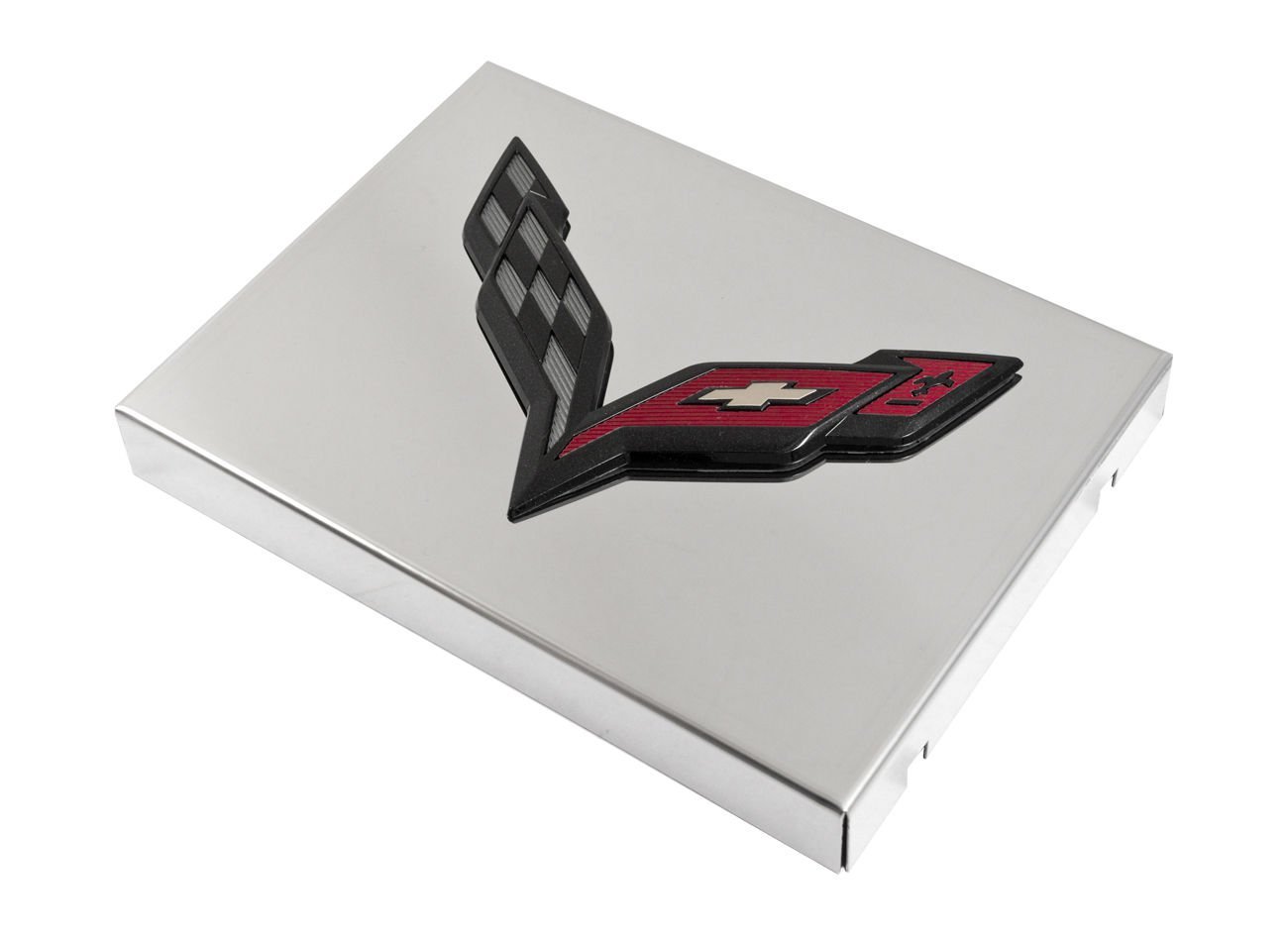 2014+ C7 Corvette Polished Fuse Box Cover - Black Flags Logo