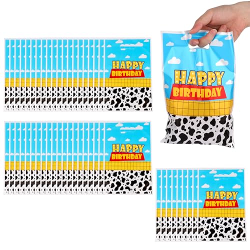 SAVITA 50pcs Cartoon Story Party Favor Bags 9.84x6.5 Inch Blue Sky White Cloud Cartoon Story Goodie Snack Bags for Kids Birthday Party Supplies Candy & Toy Storage Decoration