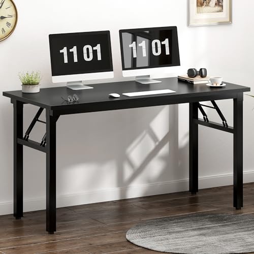 Image of Need Computer Desk Office Desk 47 inches Folding Table with BIFMA Certification Computer Table Workstation No Install Needed, Black Brown
