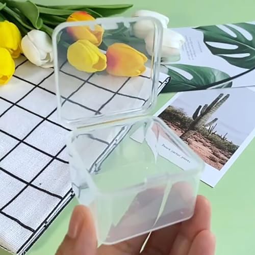 Image of 24 Pcs Square Bead Organizers (2.09 x 2.09 x1.42 inch) - Clear Plastic Beads Storage Containers Box for Jewelry Findings and Art Supplies