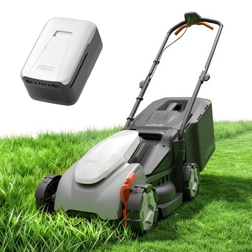 Image of Litheli 14 Inch Cordless Lawn Mower 8.0Ah Battery Powered, Brushless Motor Push Mower, 5 Position Height Adjustment 25-65mm, 9 Gallon Grass Collection Bag, Lightweight for Mid Sized Yards