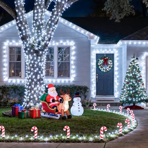 JMEXSUSS 168FT 600 LED White Christmas Lights Outdoor with Remote Indoor Christmas Tree Lights Plug in Cool White Twinkle String Light for Room Holiday Party Xmas Decorations