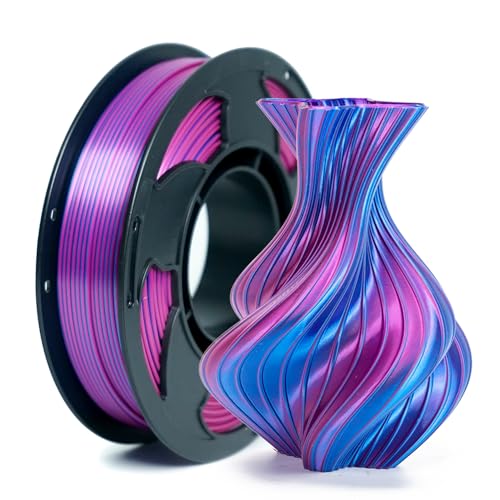 Image of Silk Dual Color Blue Fuchsia PLA 1.75mm 250g Shiny 3D Printer Filament FDM | Silk finish Bi Blue Fuchsia Coextrusion Shiny Smooth transition Neatly wound Color Change 0.25kg Small spool for Bambu Ender