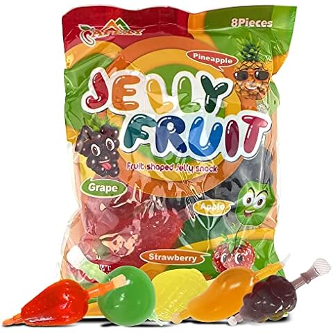 Apexy Jelly Fruit, Tiktok Candy Trend Items, Tik Tok Hit or Miss Challenge, Assorted Fruit Shaped Jelly, Strawberry, Mango, Apple, Pineapple, Grape. 9.87oz. Cover