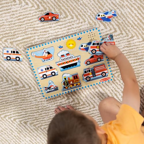 Melissa & Doug 725 Vehicles Sound Puzzle - Wooden Peg Puzzle thumb #6