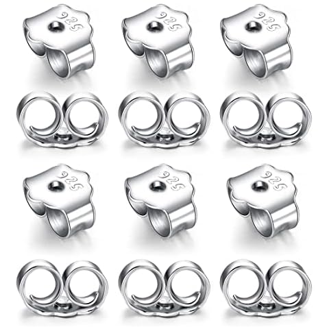 EUJEBEDA 10 Pairs (20 pcs) Jewellery Replacement Earring Backs 925 Sterling Silver Butterfly Safety Backings Spare Jewellery Accessories for Women Earrings Stopper Cover
